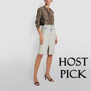 NWT Sandro high waisted faded wash denim midi skirt, XS